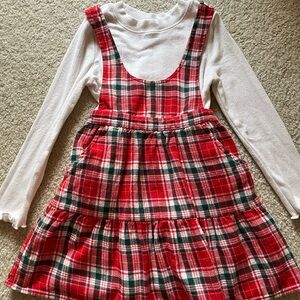 Cat & Jack Red Plaid Dress with White Top